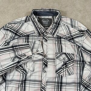 BKE Buckle Snap Athletic Fit Shirt Mens XL Long Sleeve Pearl Snap Western